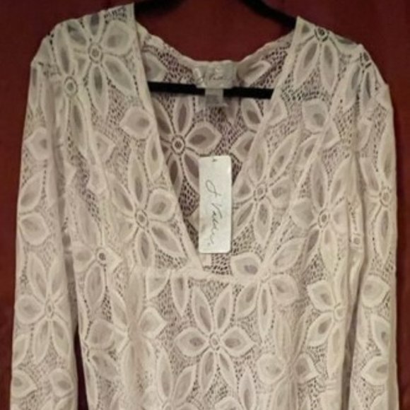 J Valdi Women’s White Flower Lace Swim Cover Up XL - Picture 1 of 5